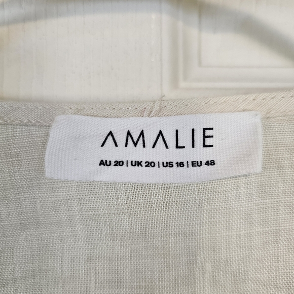Amalie Linen Cream Button Down Quiet Luxury Old Money Flutter Sleeve Beige Top - Picture 3 of 8